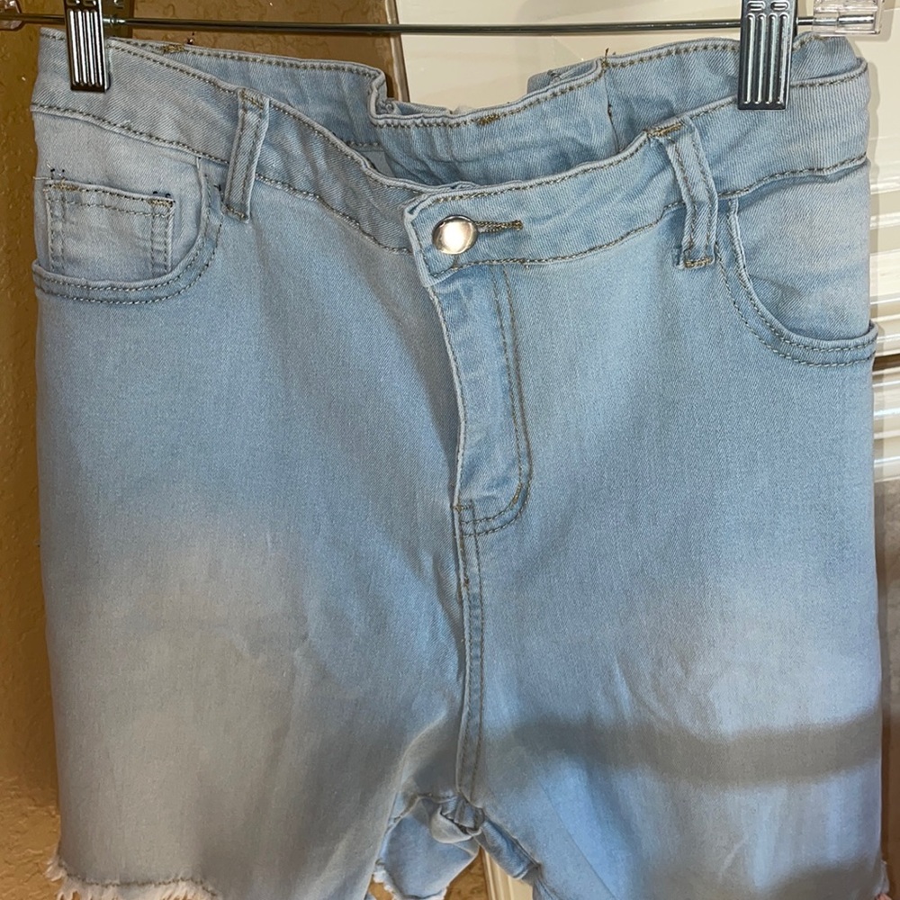 Denim shorts with tie on back